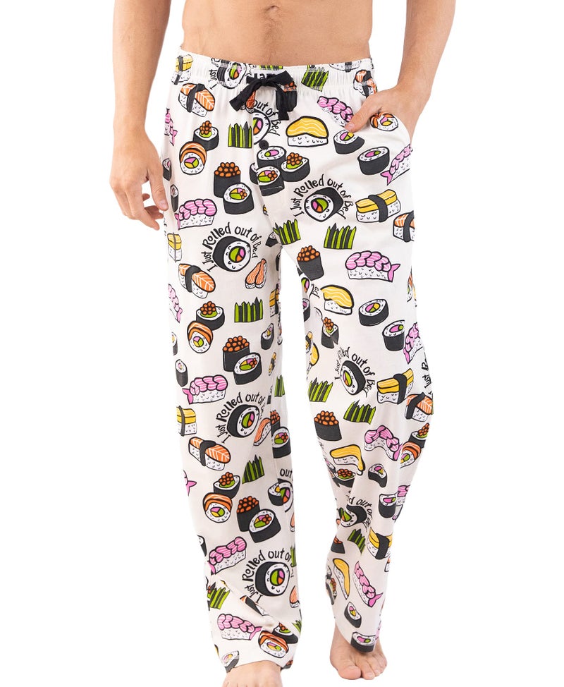 Lazy One Funny Ocean Pajama Pants For Men, Men's Separate Bottoms, Lounge Pants, Food, Chop Sticks (Sushi Men's PJ Pant, Large) - Image 1